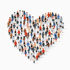 Wall Mural - Large group of people in the heart sign shape.