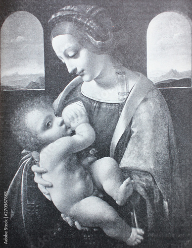 Obrazy Leonardo da Vinci  madonna-litta-leonarda-da-vinci-w-zabytkowej-ksiazce-leonard-de-vinci-autor-a-rosenberg