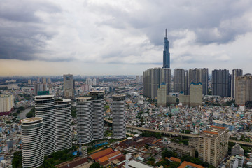 Landscape at Ho Chi Minh city on morning at Viet nam  by drone 