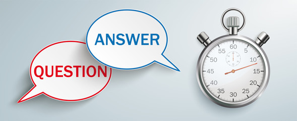 Wall Mural - speech bubble question answer stopwatch header