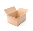 © savanno - Open brown corrugated carton box. Big shipping packaging. 3d rendering illustration isolated
