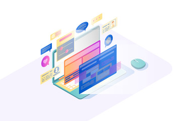 Wall Mural - laptop ui isometric vector illustration