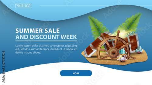 Fotomural Summer sale and discount week, modern horizontal discount web banner for your we