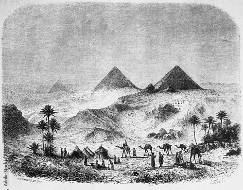  Fototapeta Egipt   piramidy-w-ksiazce-vintage-histoire-de-l-39-art-autorstwa-c-bayeta-1886