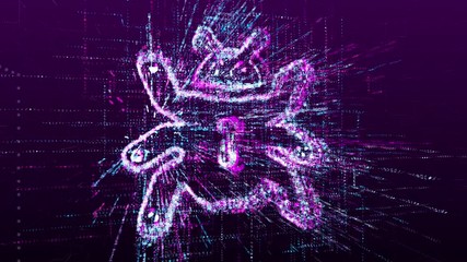 Wall Mural - animation of a virus sign or infection. consists of a stream of numbers and symbols in digital space