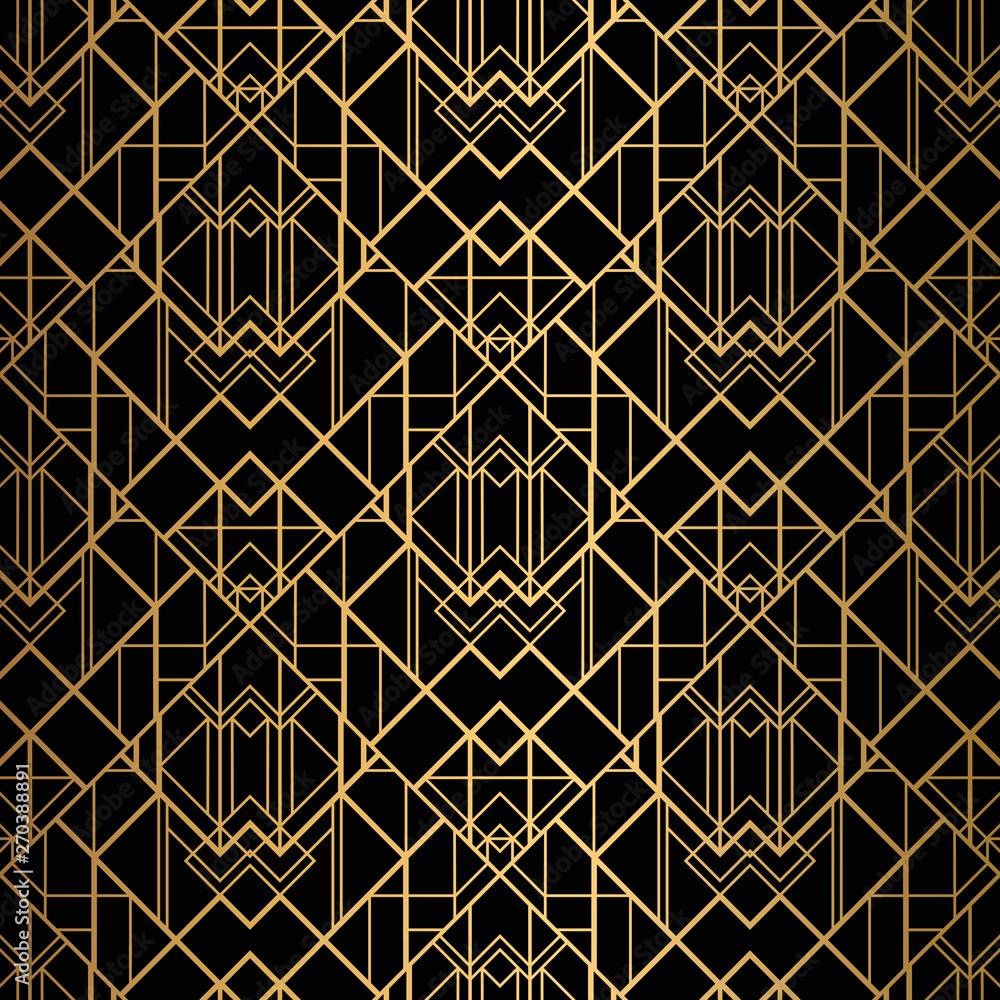 Art Deco Pattern. Seamless black and gold background. Stock Vector ...