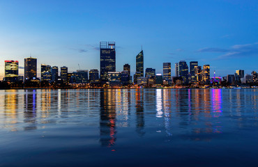 Wall Mural - Mirror Image Cityscape of Perth Australia at Dusk