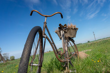 Rusty Old Bicycle In A Country Meadow