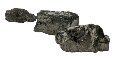 Wall Mural - Coal isolated on white background close up