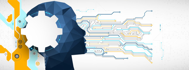 Artificial intelligence (AI) Machine cyber mind. Technology vector background.