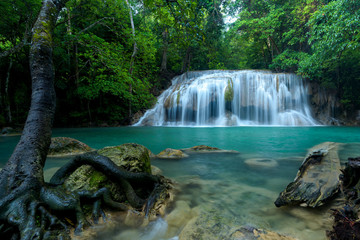 Wall Mural - Beautiful waterfall in green forest in jungle , Thailand