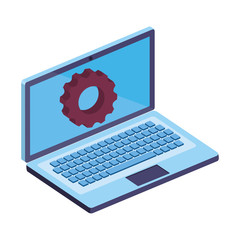 Wall Mural - laptop computer device with gear settings