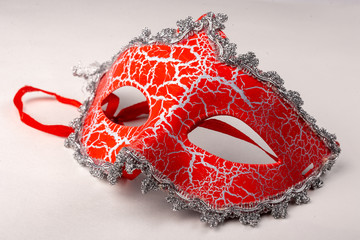 masquerade masks red on a white background