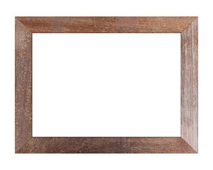 Canvas Print - Brown wood frame isolated on white background. Object with clipping path