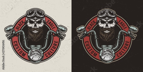 Vintage custom motorcycle colorful print