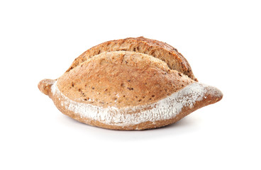 Loaf of fresh bread isolated on white