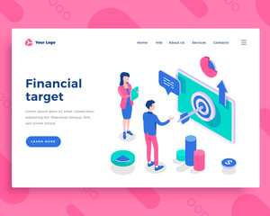 Wall Mural - Financial target concept, office people and interact with screen.