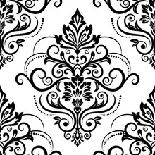 Seamless Vintage Pattern. Vector Seamless Border In Victorian Style. Classic Vintage Background
