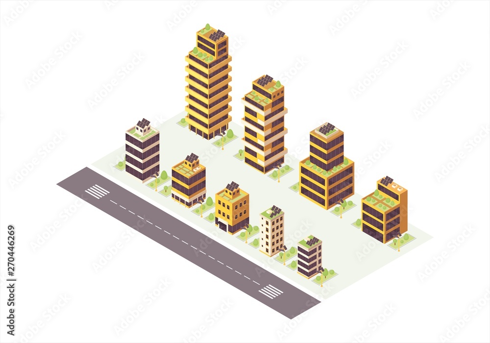 Eco city isometric color vector illustration Stock Vector | Adobe Stock