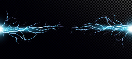 Vector illustration of collision of two forces with blue light.