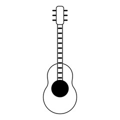 Wall Mural - Guitar music instrument isolated cartoon in black and white