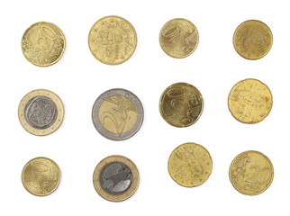 Wall Mural - Set euro coins isolated on white