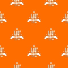 Wall Mural - Happy new year lettering pattern vector orange for any web design best