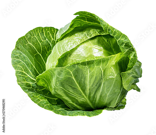Fotomural Green cabbage isolated on white background
