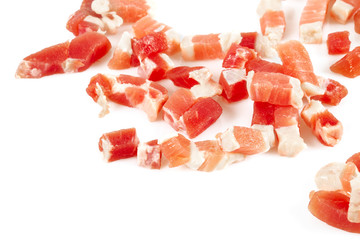 Poster - bacon cubes isolated on white background