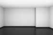 © alexus - White empty room with black wood parquet floor.