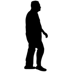 Black silhouette man standing, people on white background