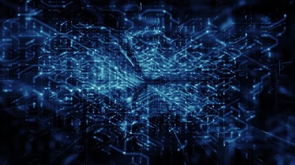 Wall Mural - usa digital data information transfer on circuit board technology