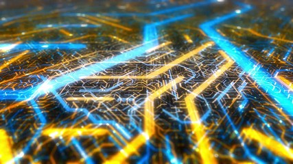 Wall Mural - circuit board blue technology background cpu processing computer data