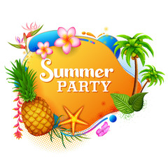 Wall Mural - illustration of Summer time poster wallpaper for fun party invitation banner template