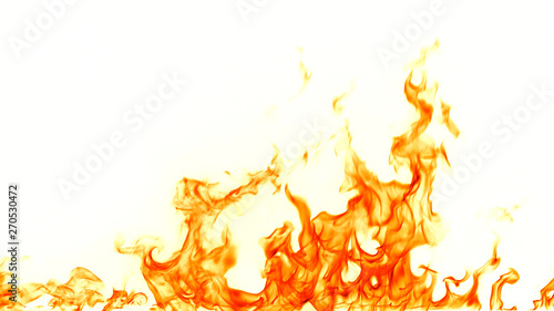 Fotomural Fire flames isolated on white background.