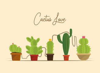 Canvas Print - Cactus love cartoons