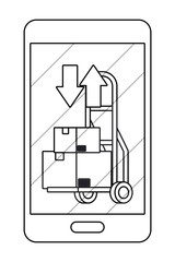 Sticker - cellphone showing pushcart in black and white