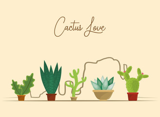 Wall Mural - Cactus love cartoons