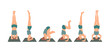 Yoga pose headstand set of variations. Vector color illustration isolated on white background.