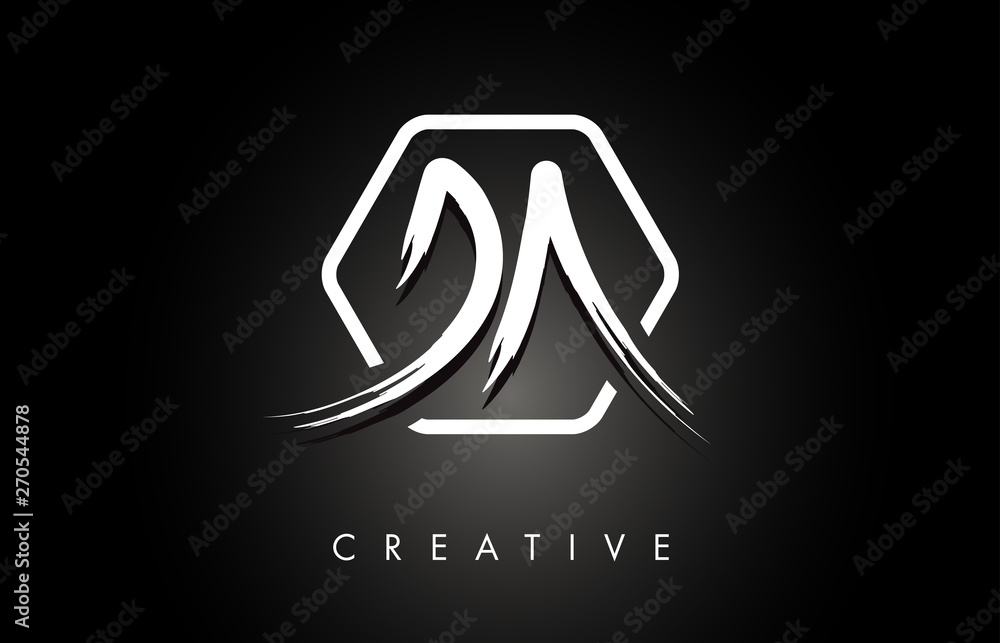 DA D A Brushed Letter Logo Design with Creative Brush Lettering Texture ...