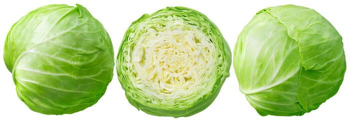 Wall Mural - cannonball cabbage set isolated on white background