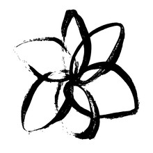 Ink Vector Brush Stroke Flower. Vector Illustration. Grunge Texture.