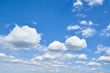 Beautiful blue sky with white clouds, copy space. Blue and white pastel heaven background