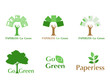 © Poi Natthaya - Set of paperless LOGO go green concept, paper tree, document leaf, save the planet, earth, tree, leaf logo design, polygonal, Abstract, flat vector style