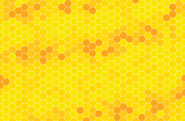 Wall Mural - Yellow monochrome hexagon honeycomb seamless pattern. Honey background, cell mosaic.