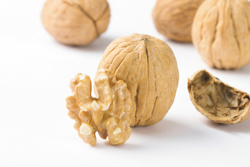 Wall Mural - Walnuts, Walnuts on white background, Walnuts isolated,  Walnuts kernel