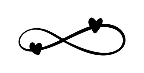 love heart in the sign of infinity. sign on postcard to valentines day, wedding print. vector callig