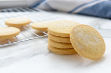 Freshly Baked Homemade Butter Shortbread Biscuits Dusted With Sugar