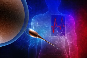 Sticker - 3d illustration showing sperms and egg