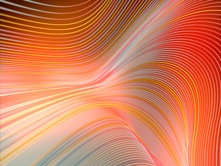 Poster - Modern style abstraction with composition made of various colored lines. Wave band geometric pattern. 3d rendering